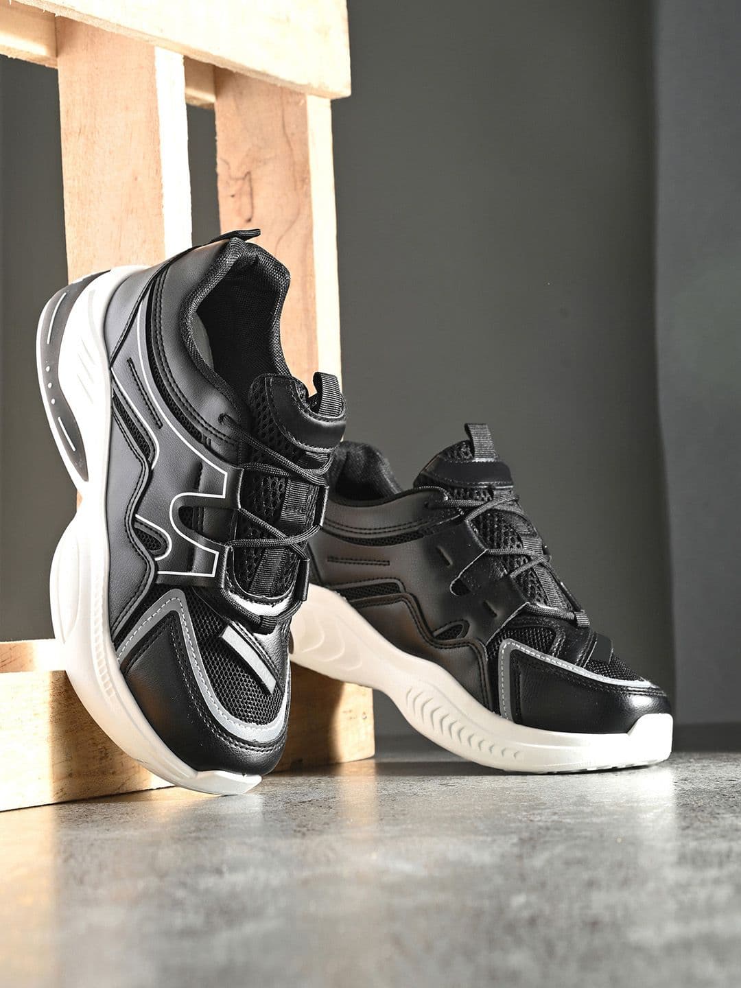 The Roadster Lifestyle Co. Women Black & White Lace-Up Walking Shoes - view 1