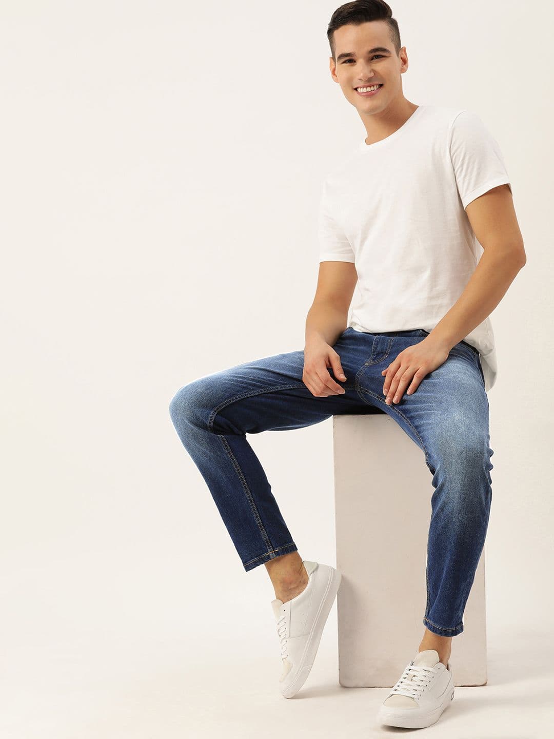 Mast & Harbour Men Carrot Fit Light Fade Stretchable Jeans - view 1