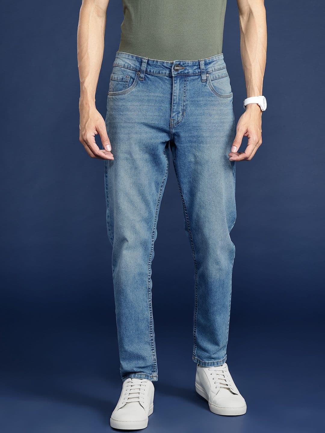 Mast & Harbour Men Carrot Fit Light Fade Stretchable Jeans - view 1