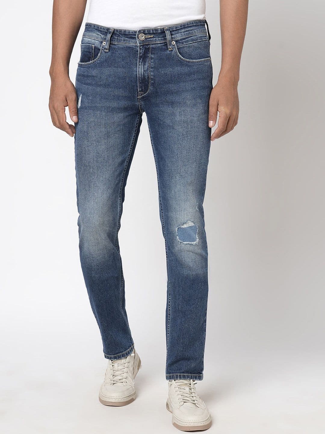 BEAT LONDON by PEPE JEANS Men Blue Slim Fit Low-Rise Cotton Regular Jeans - view 1