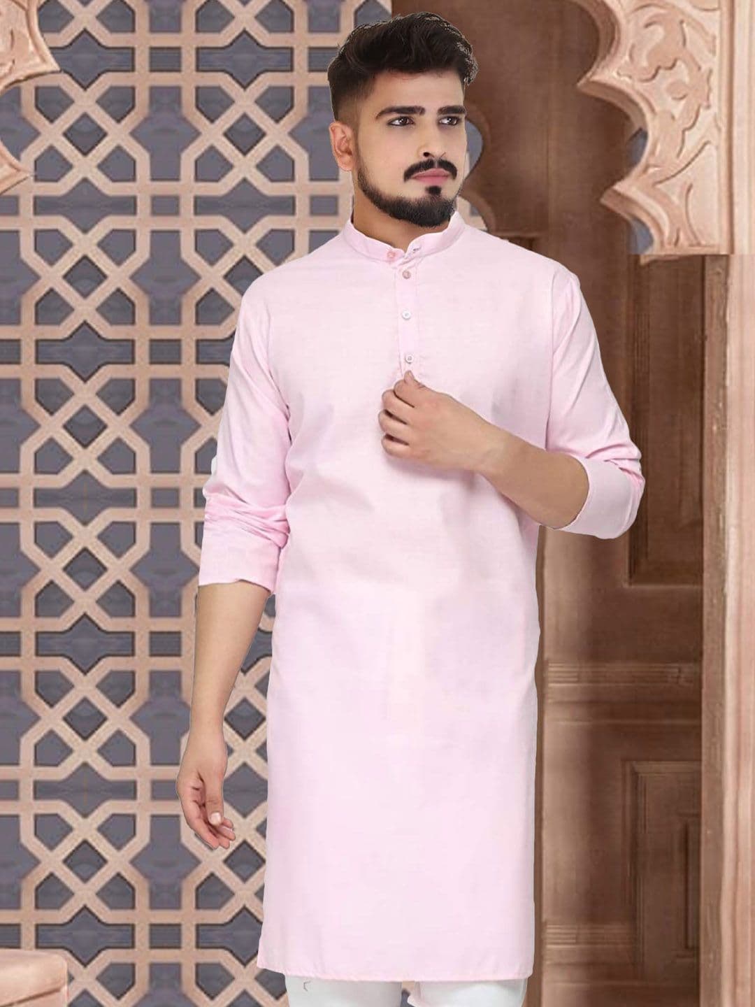 CELLUX Band Collar Long Sleeves Straight Kurta - view 1