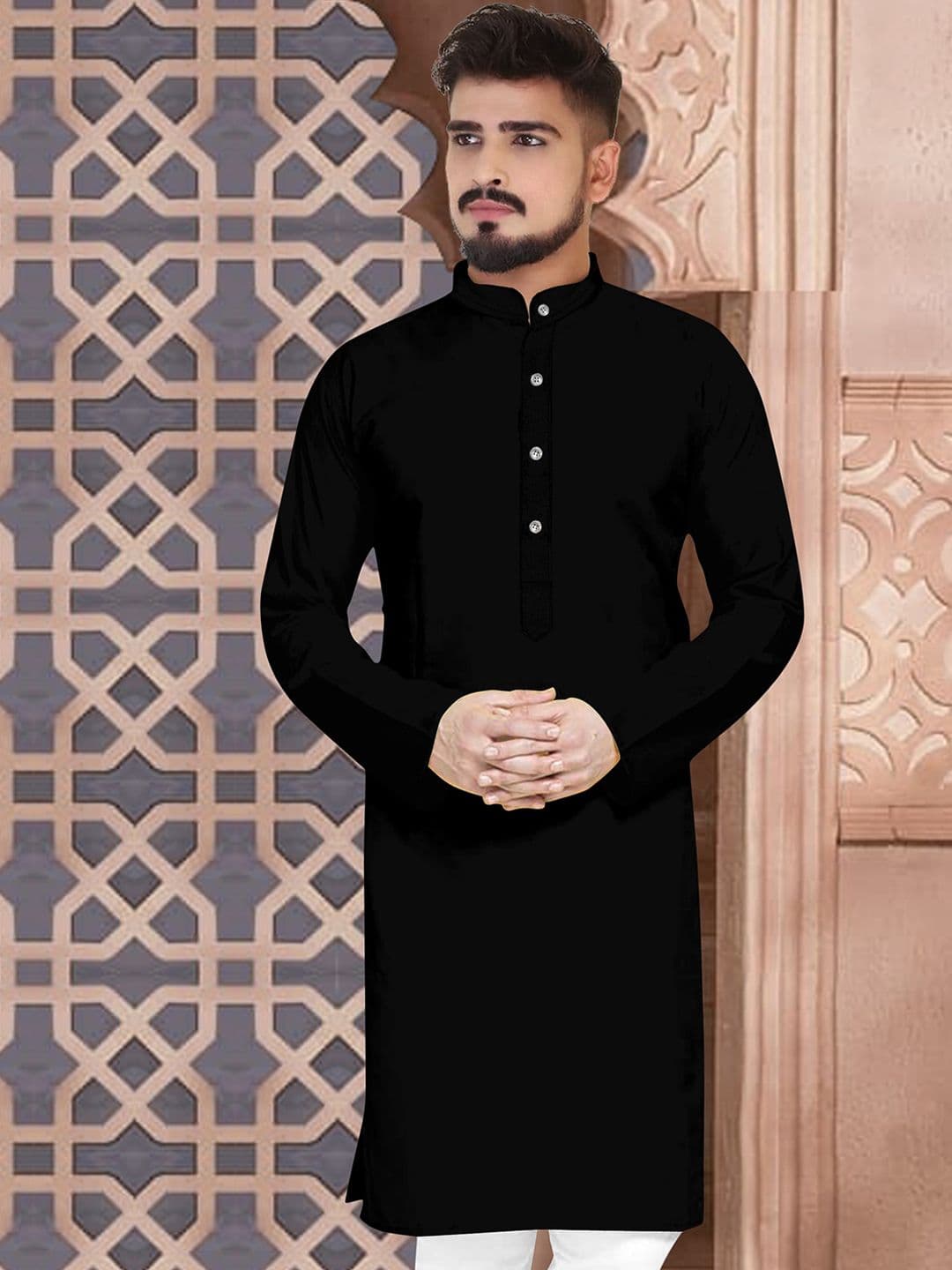 CELLUX Band Collar Long Sleeves Straight Kurta - view 1