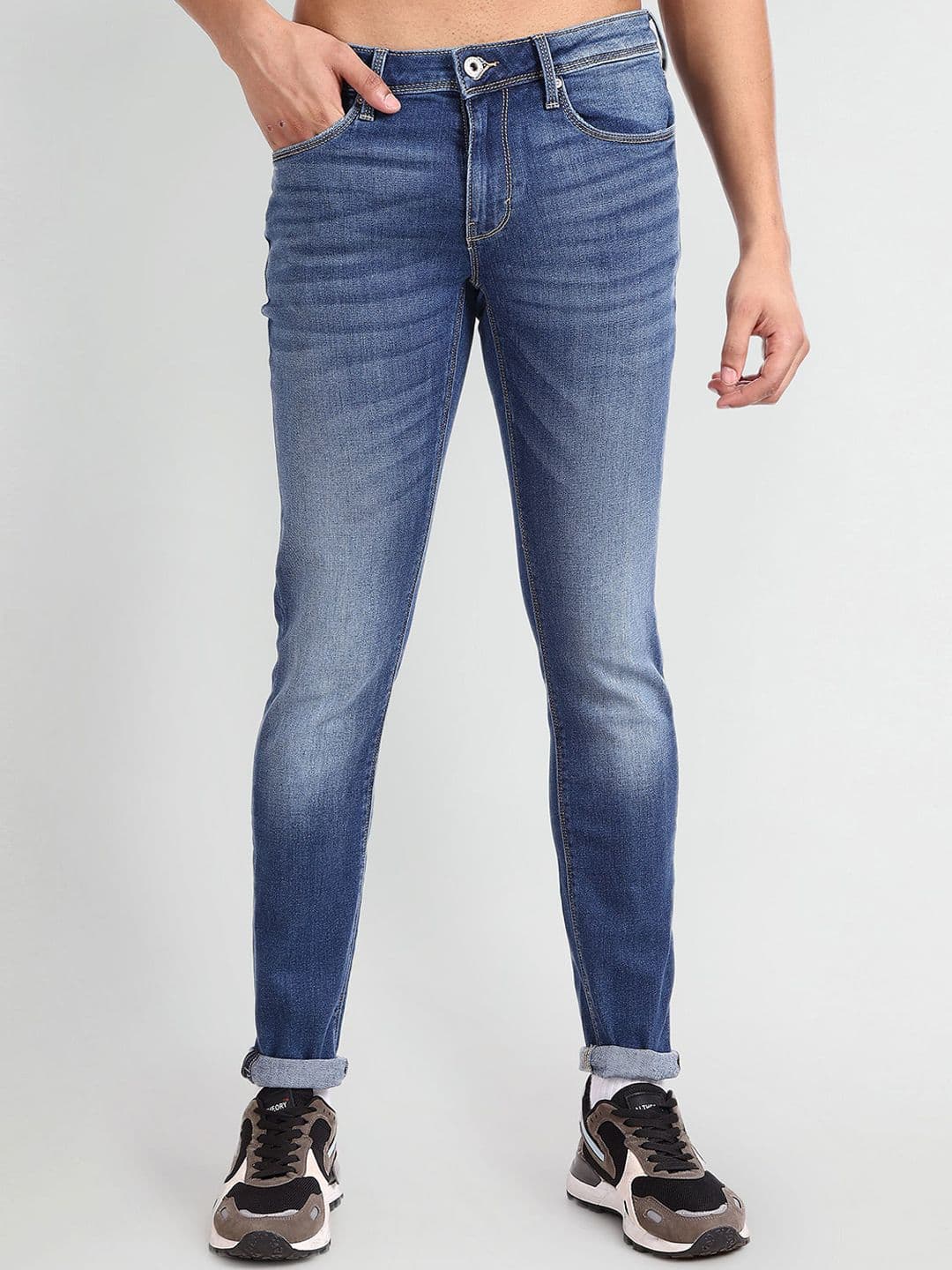 Flying Machine Men Super Skinny Fit Low Rise Heavy Fade Stretchable Jeans - view 1