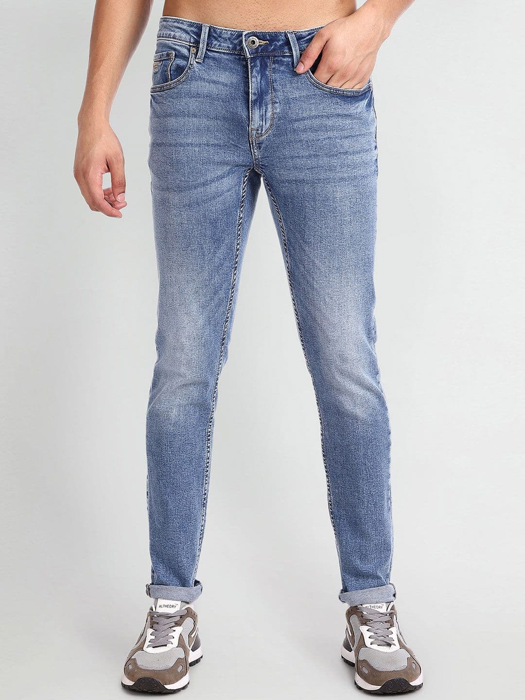 Flying Machine Men Low-Rise Clean Look Heavy Fade Super Skinny Fit Stretchable Jeans - view 1