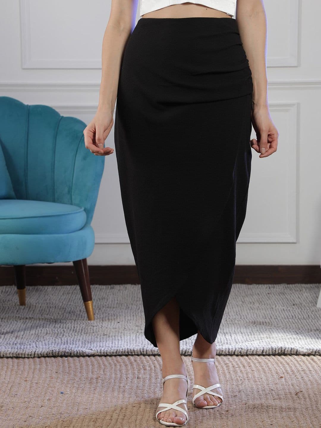 NEUDIS Women Self Design Pencil Midi Skirt - view 1