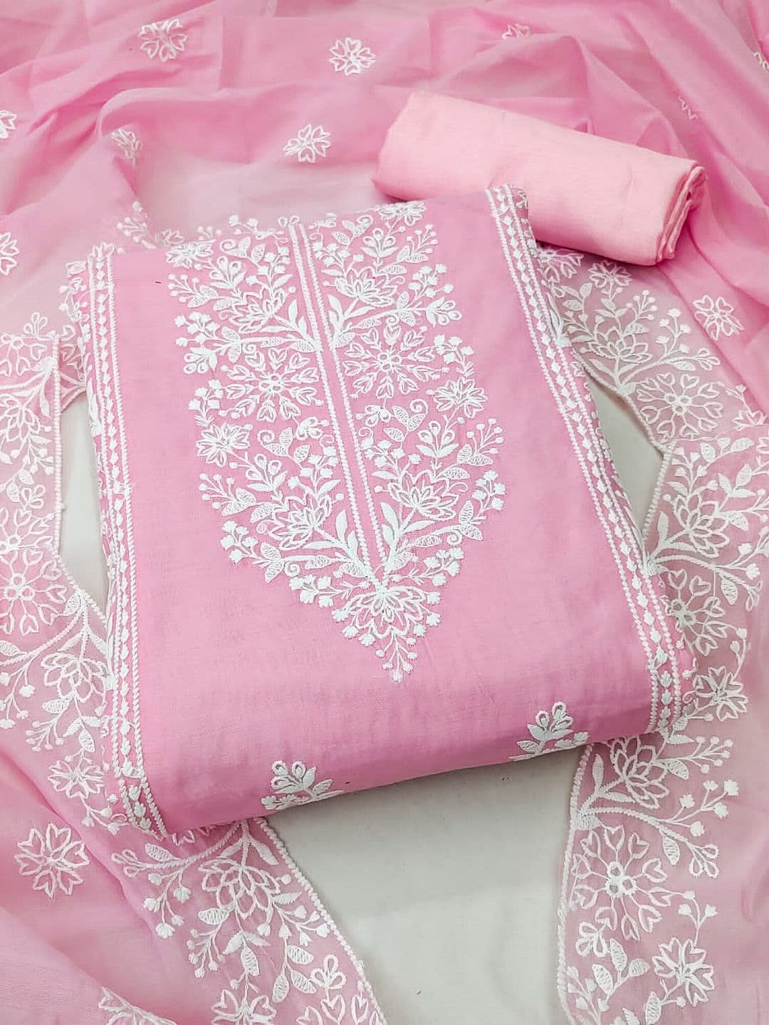 KALINI Embroidered Art Silk Unstitched Dress Material - view 1
