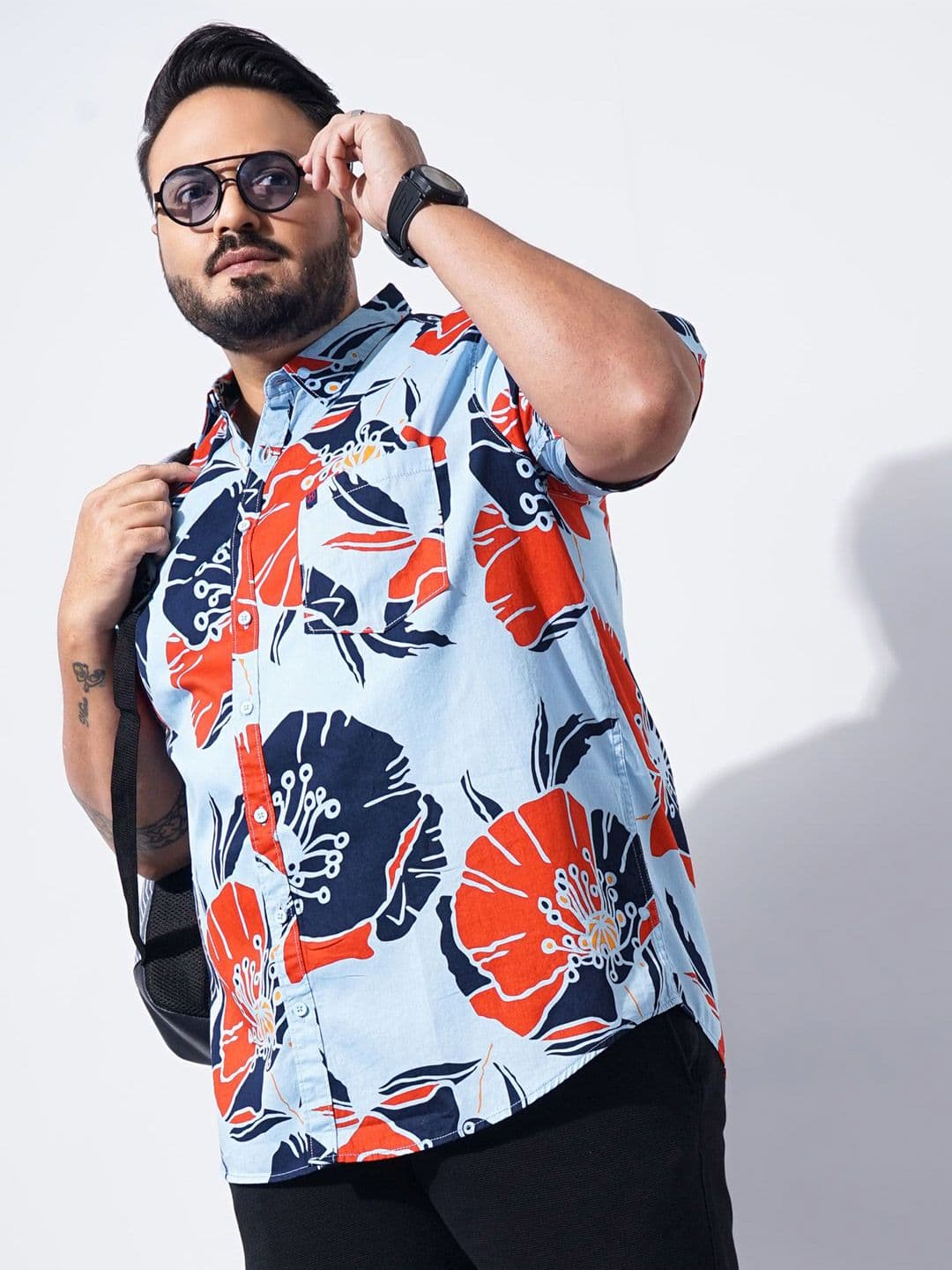 Hardsoda by The Indian Garage Co Men Plus Size Floral Printed Twill Casual Shirt - view 1