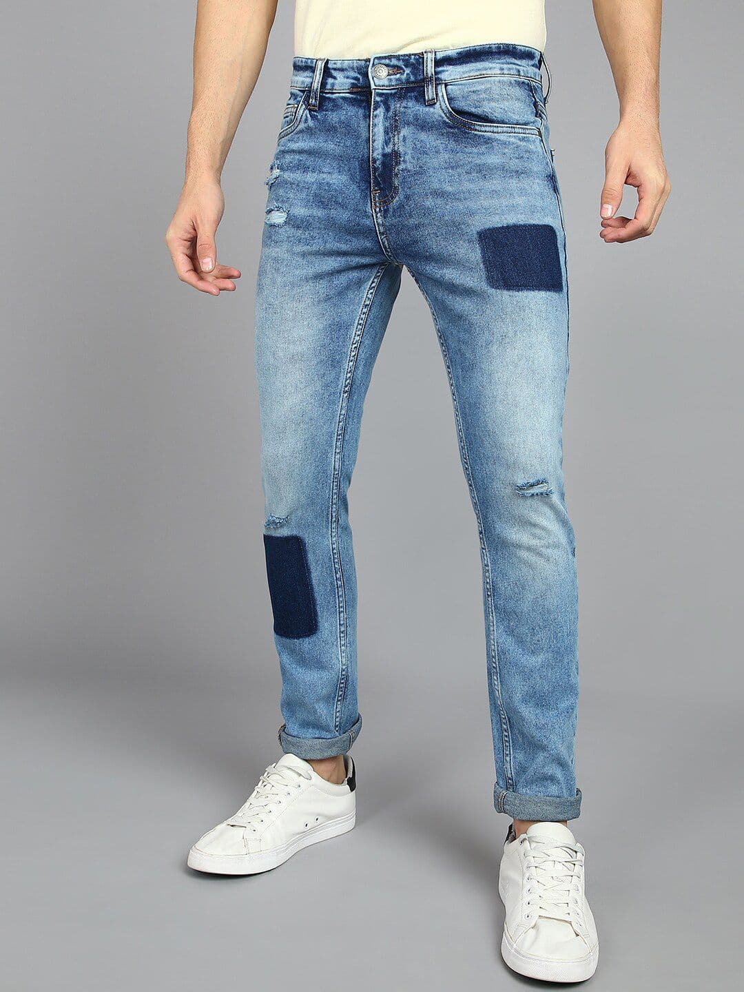 Urbano Fashion Men Slim Fit Mildly Distressed Heavy Fade Acid Wash Stretchable Jeans - view 1