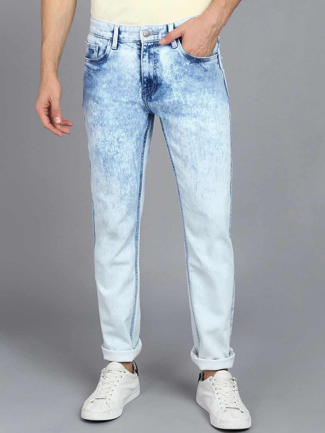 Urbano Fashion Men Slim Fit Clean Look Heavy Fade Acid Wash Stretchable Jeans - view 1