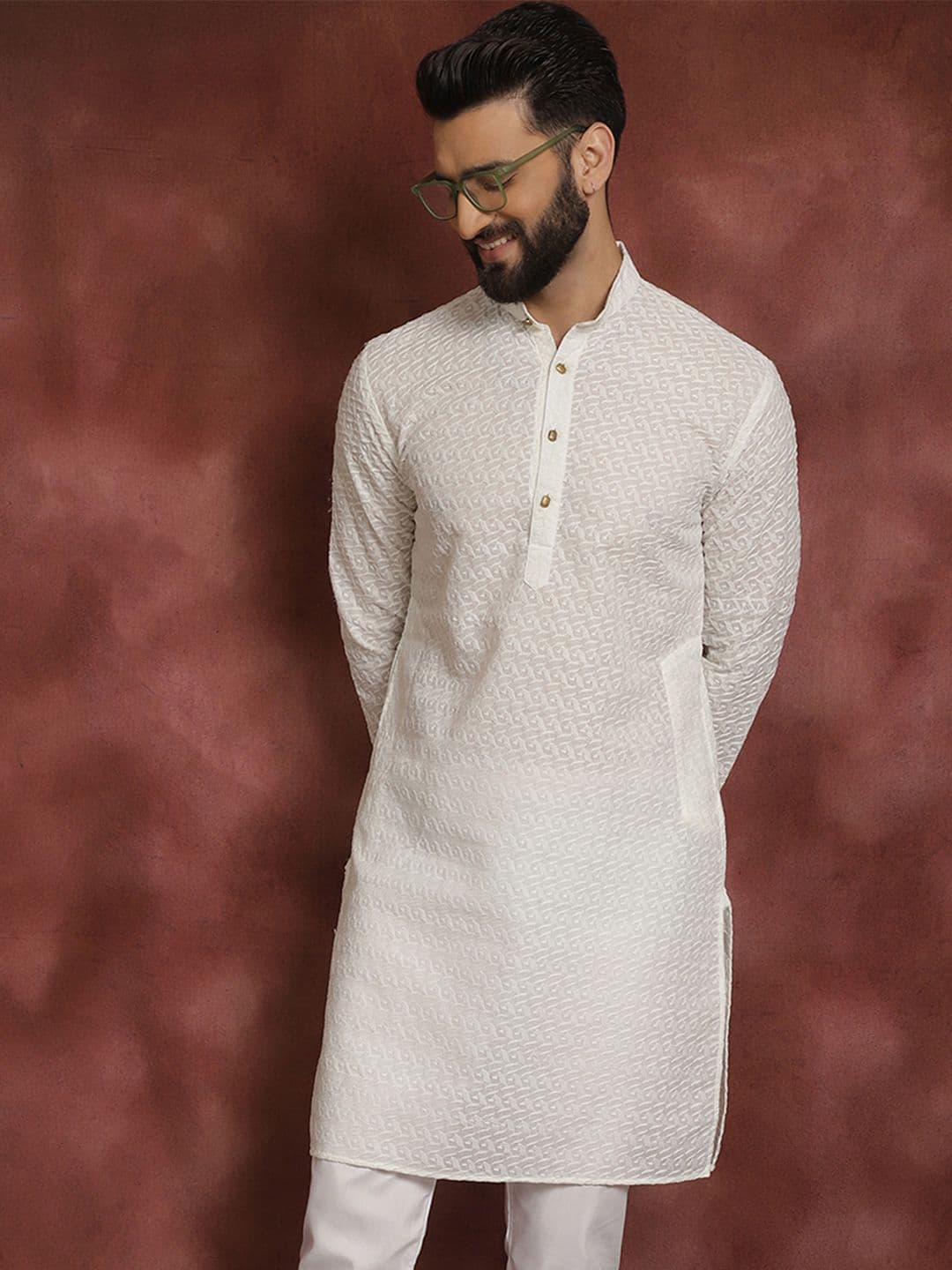 SOJANYA Men Off-White Straight Kurta - view 1