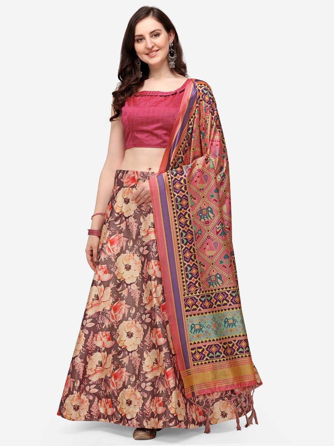 Kaizen TEXO FAB Printed Semi-Stitched Lehenga & Unstitched Blouse With Dupatta - view 1