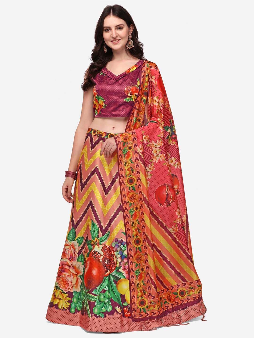 Kaizen TEXO FAB Printed Semi-Stitched Lehenga & Unstitched Blouse With Dupatta - view 1