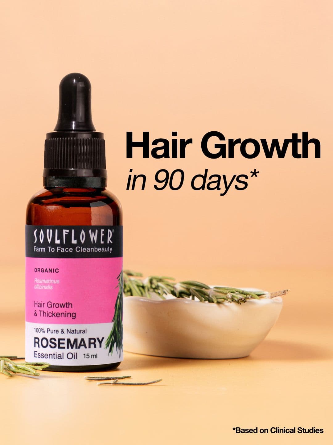 Soulflower Rosemary Essential Oil For Hair Growth and Hair Fall 15ml - view 1