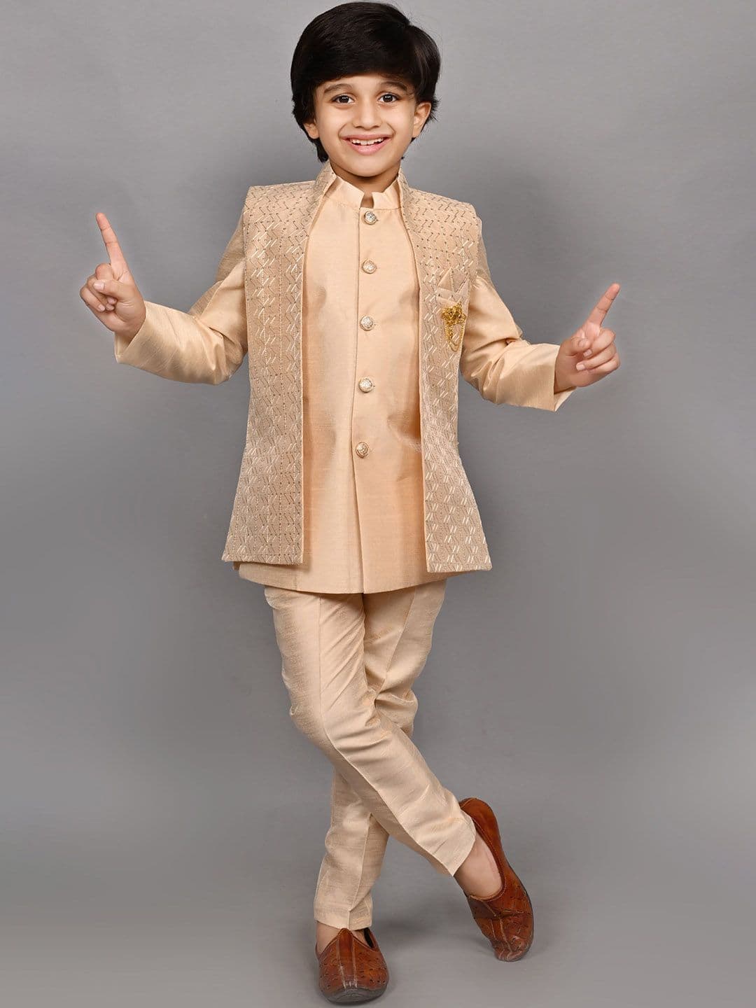 ahhaaaa Self-Design Sherwani Set - view 1