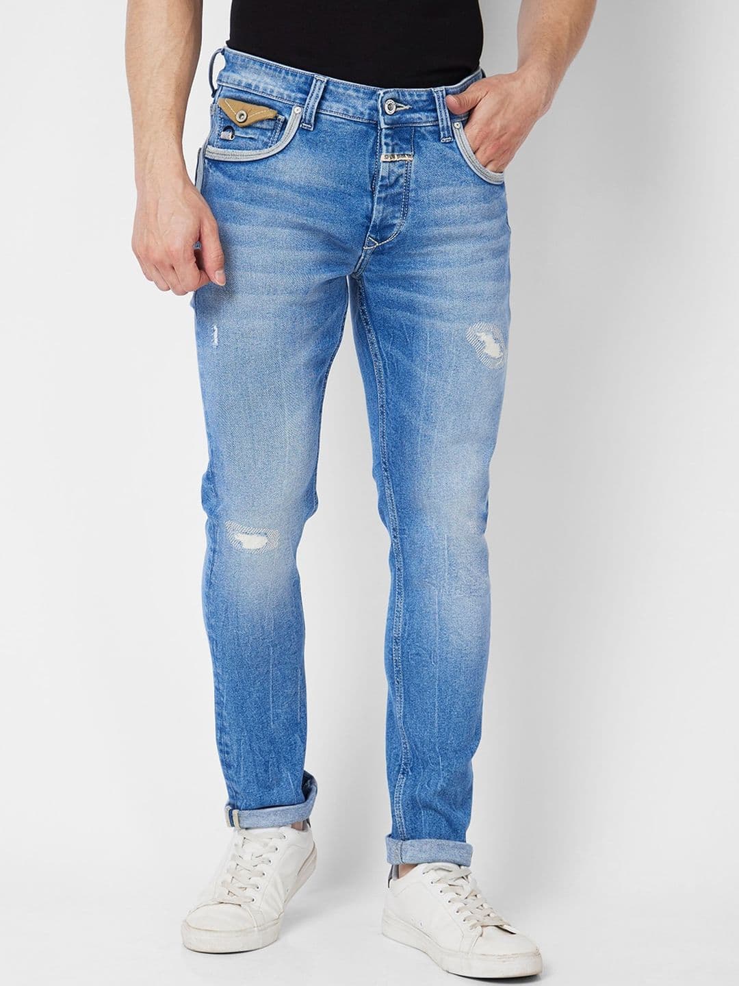 SPYKAR Men Slim Fit Narrow Low-Rise Mildly Distressed Heavy Fade Jeans - view 1