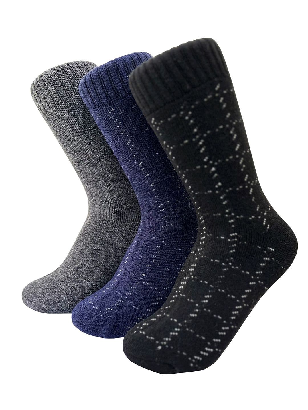 Alexvyan Men 3 Pair Cheked Calf Length Winter Woolen Warm Socks - view 1