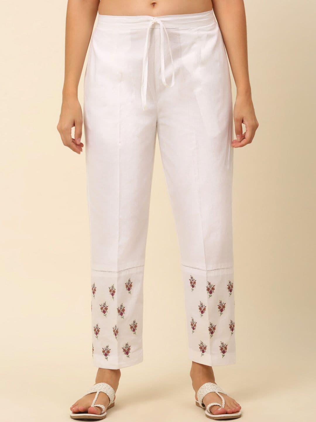 Laado - Pamper Yourself Women White Ethnic Palazzos - view 1