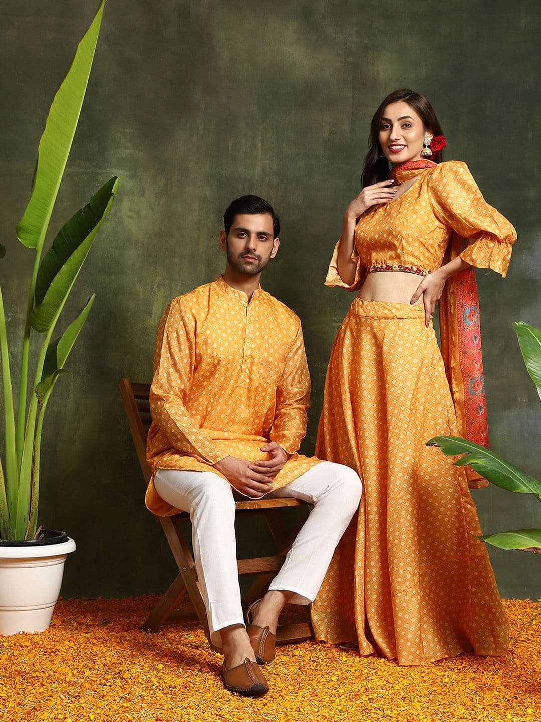 AKS Printed Ready To Wear Lehenga & Blouse With Dupatta - view 1