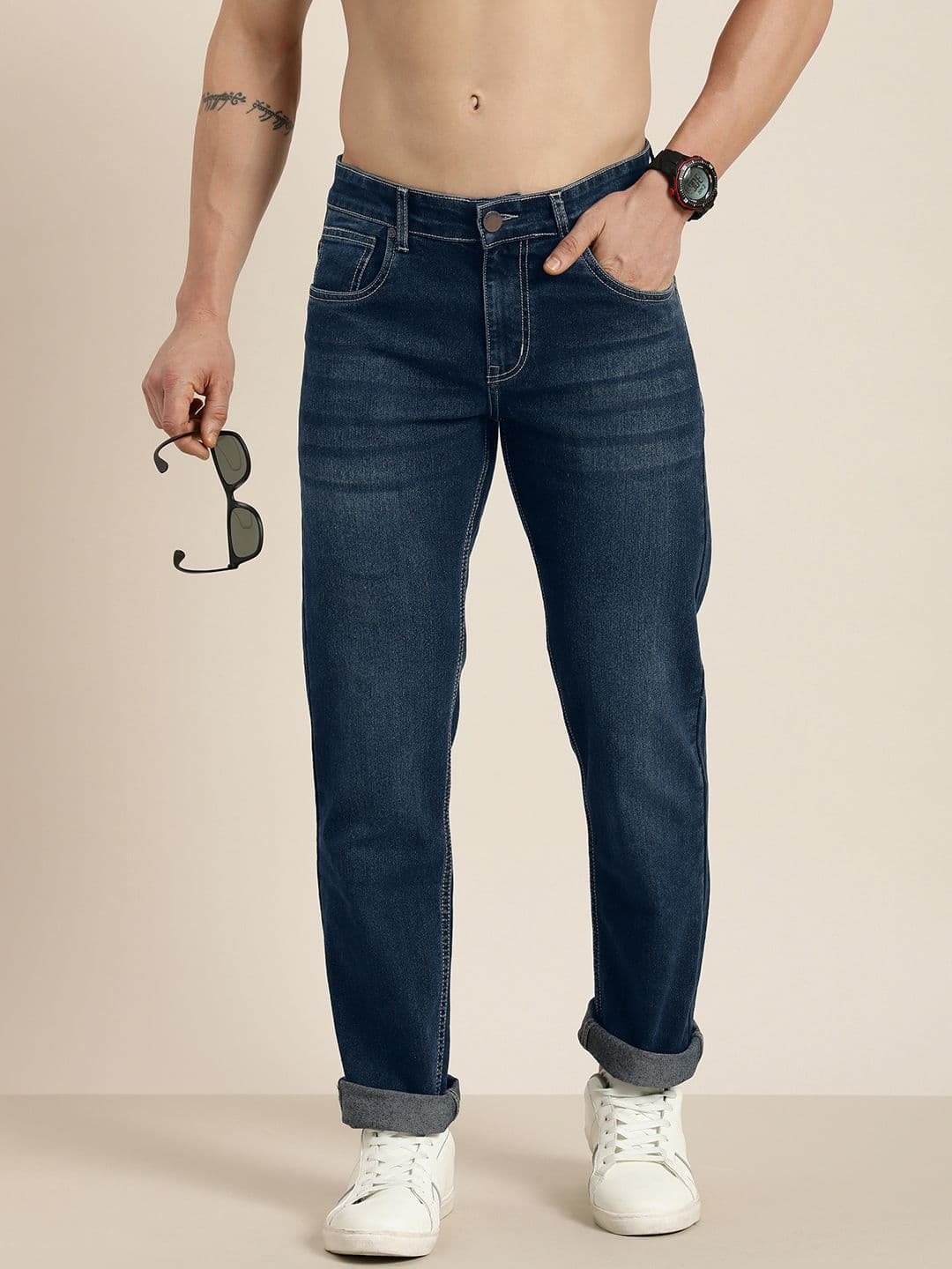 HERE&NOW Men Smart Regular Fit Stretchable Jeans