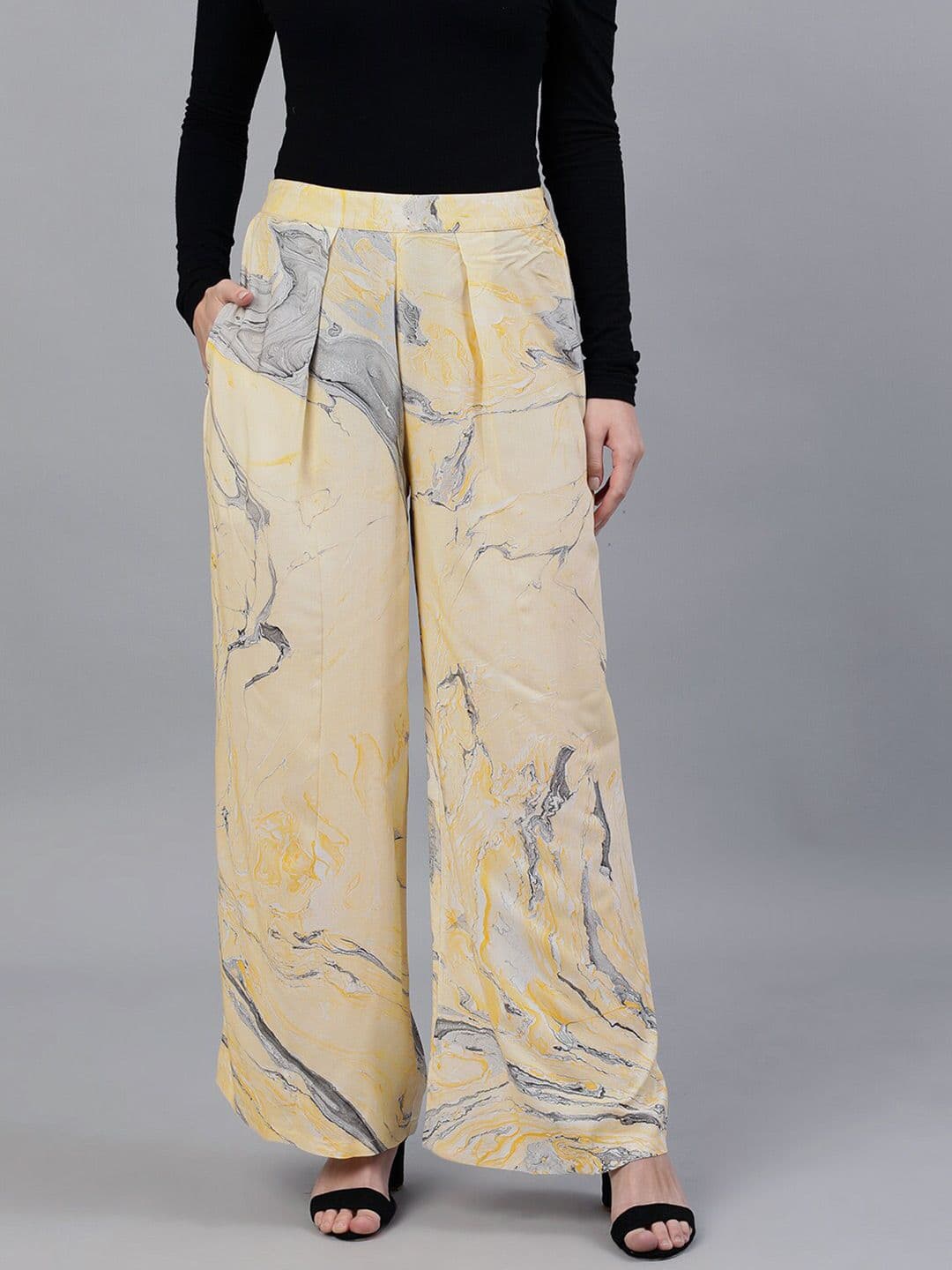 AKS Women Wide Leg Abstract Printed Palazzos - view 1