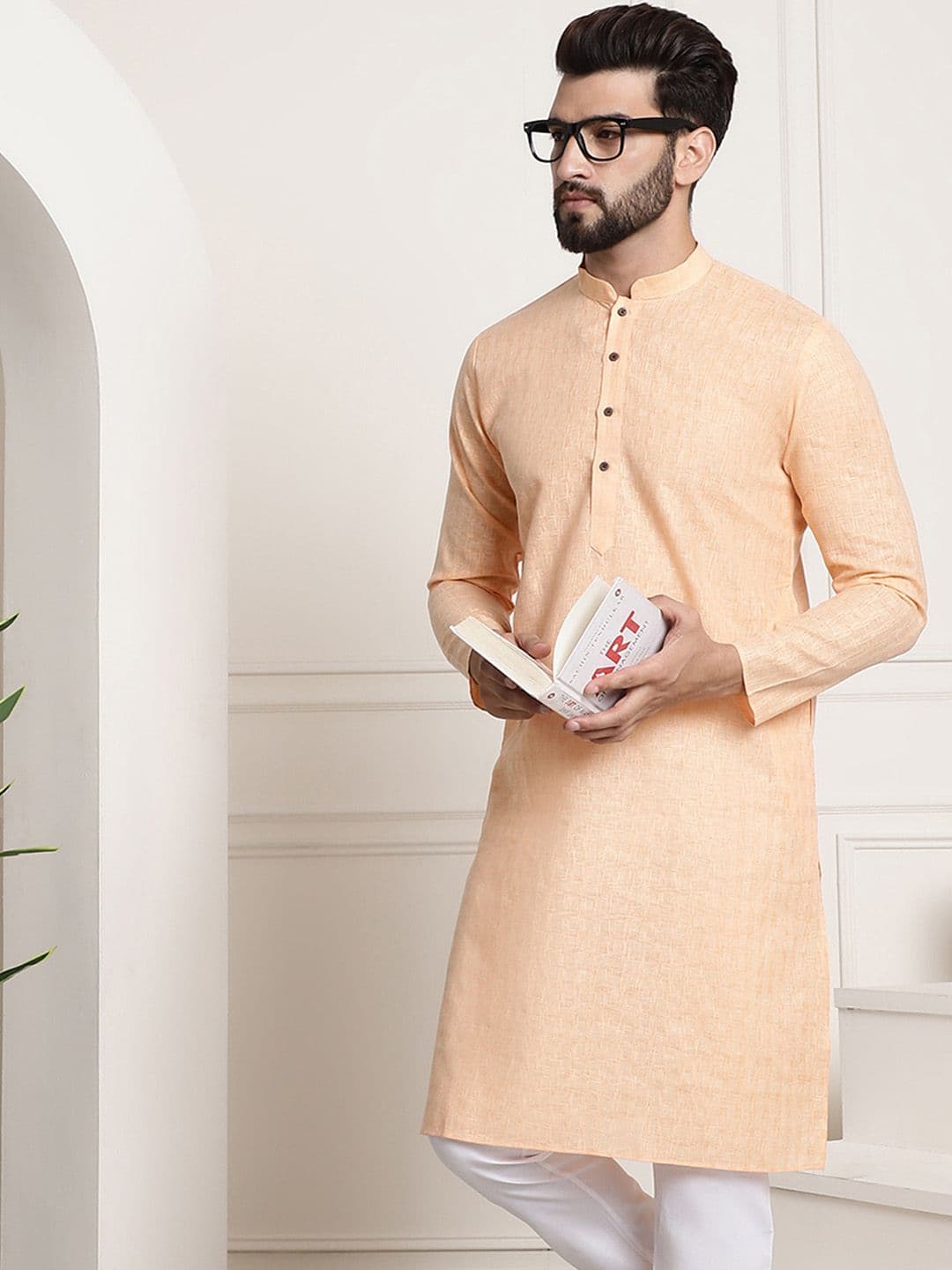 SOJANYA Checked Mandarin Collar Long Sleeves Straight Kurta - view 1