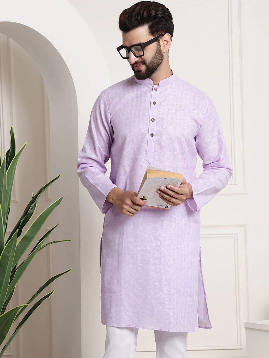 SOJANYA Checked Mandarin Collar Long Sleeves Straight Kurta - view 1