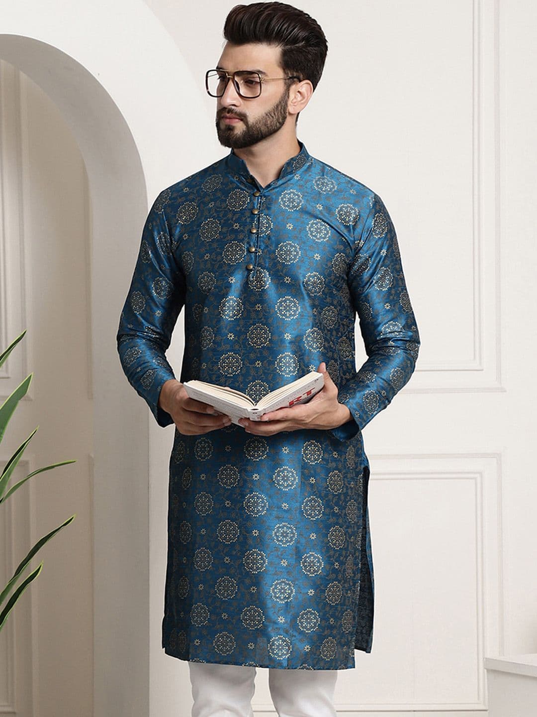SOJANYA Floral Printed Mandarin Collar Straight Kurta - view 1