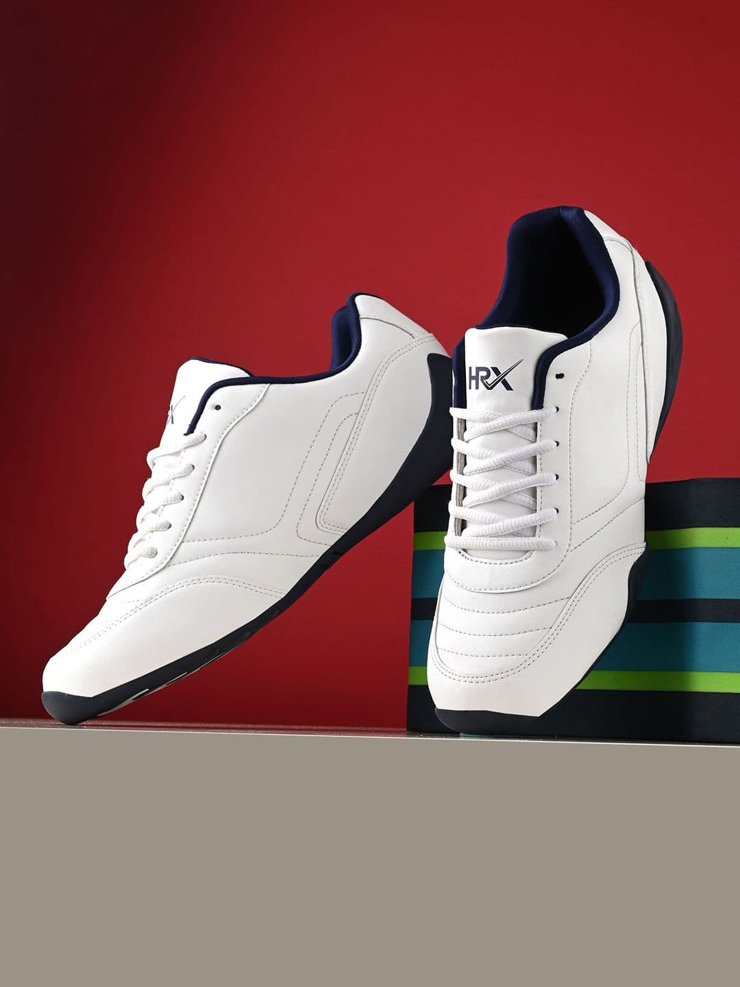 HRX by Hrithik Roshan Men White & Navy Blue Basics Sneakers - view 1