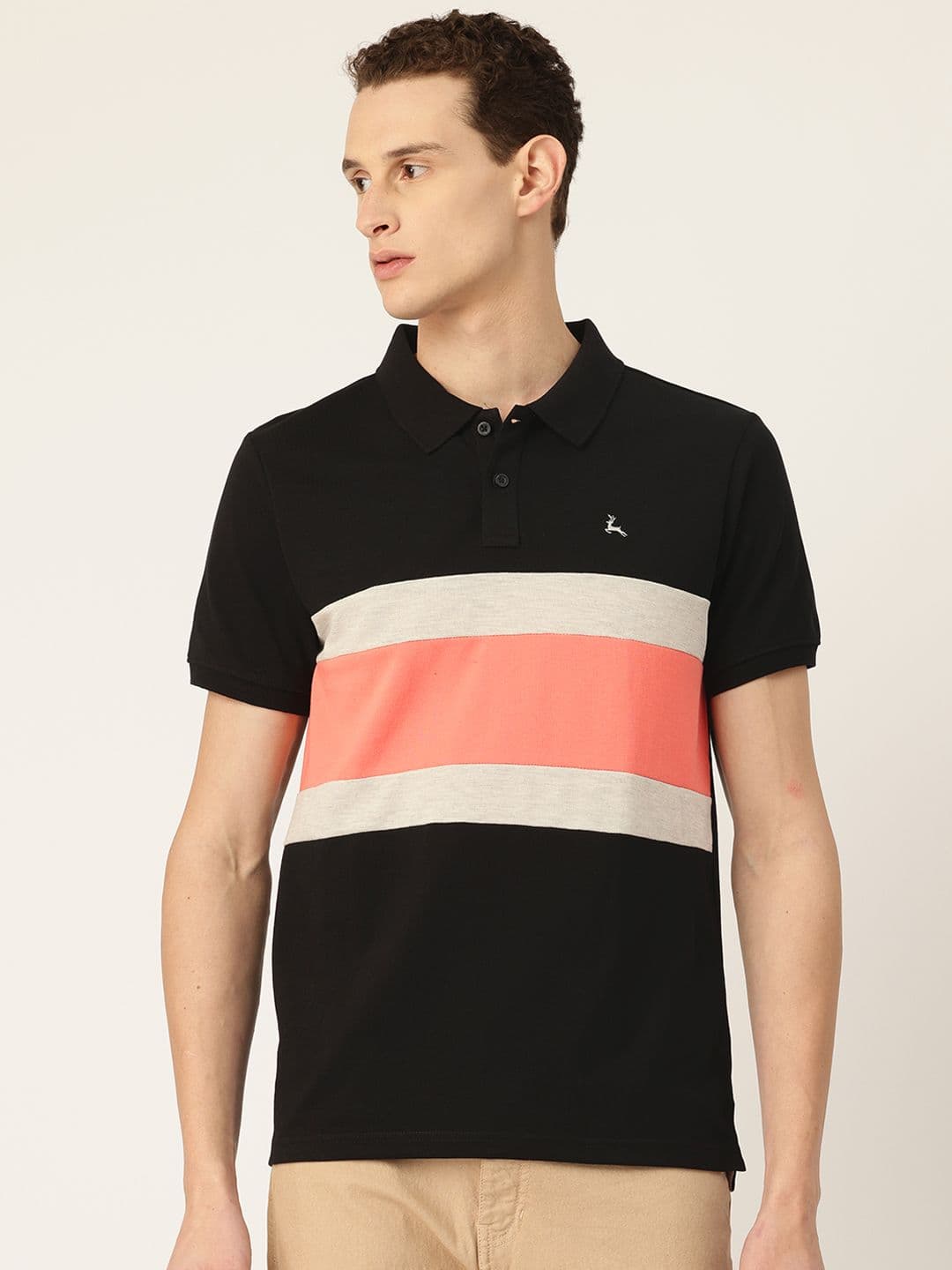 Parx Colourblocked Polo Collar T-shirt - view 1