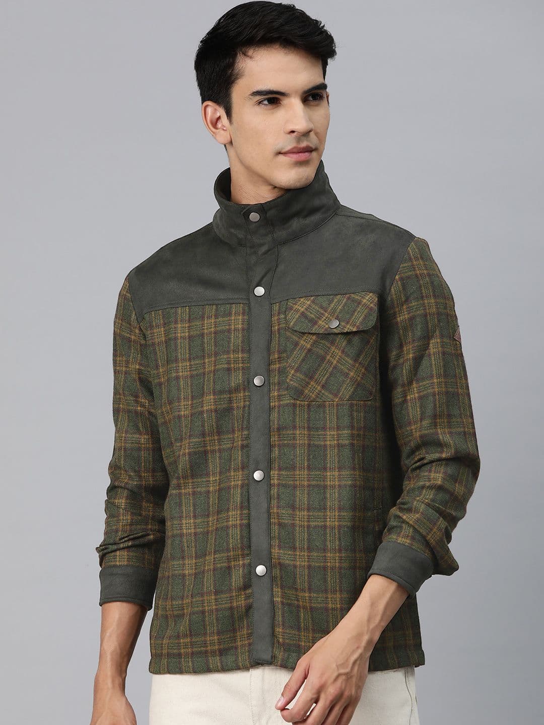Pierre Carlo Men Checked Open Front Jacket - view 1