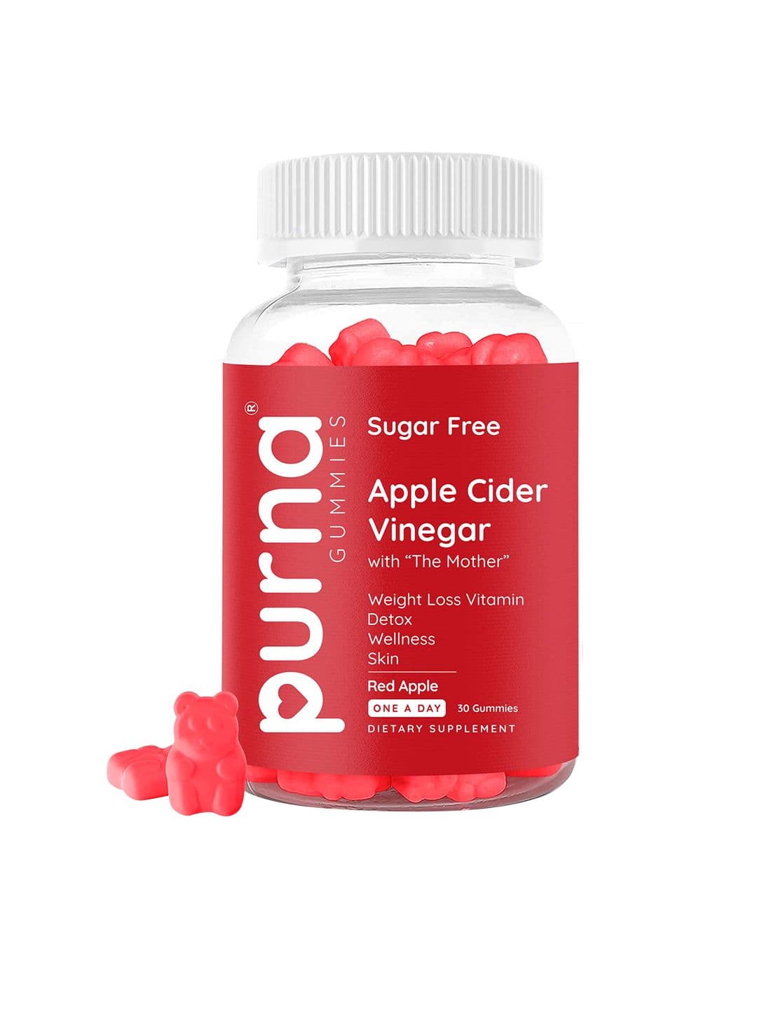 Purna Gummies Apple Cider Vinegar Sugar Free Skin Wellness Gummies - 30 Pieces - view 1