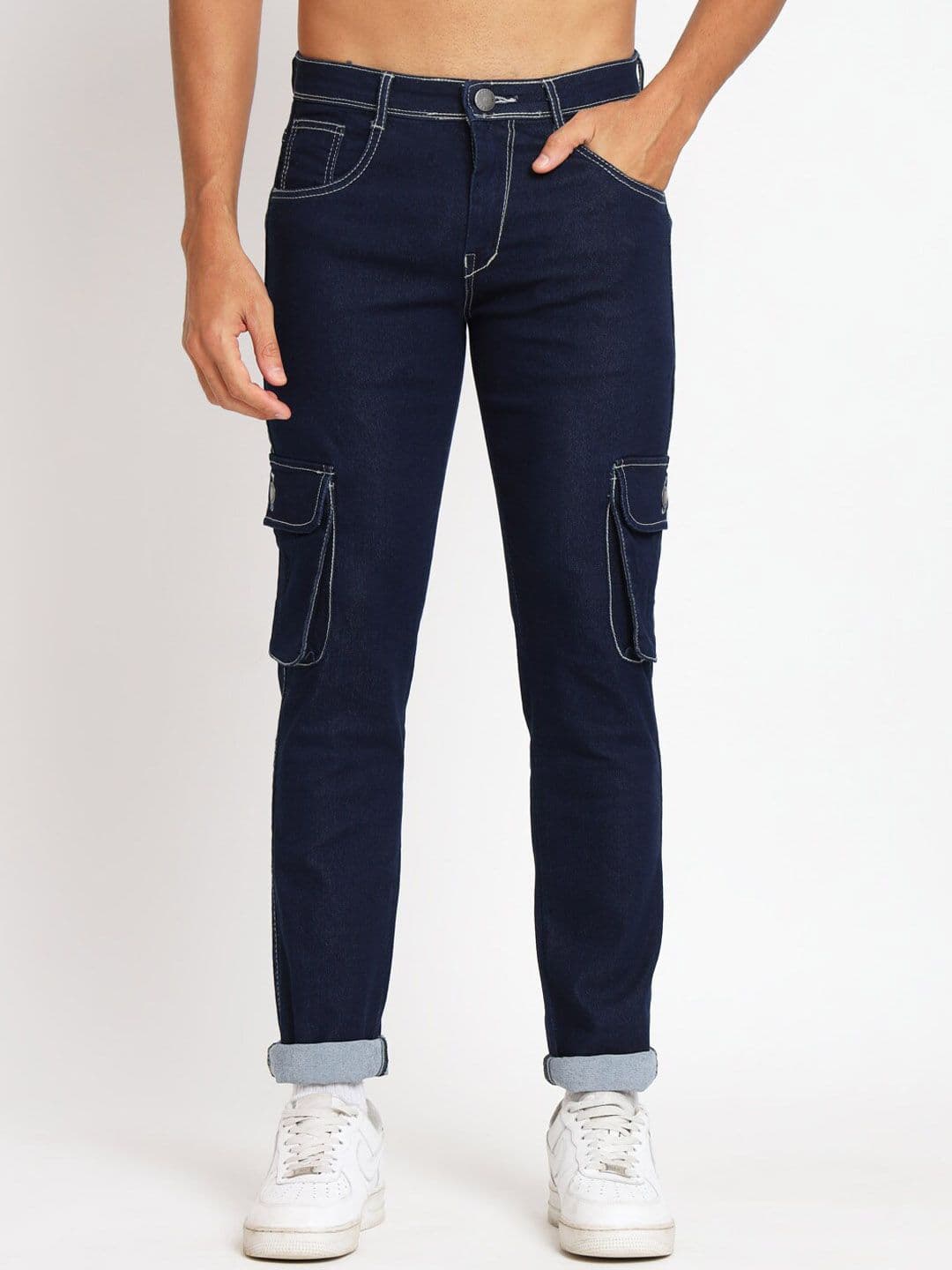 RAGZO Men Mid Rise Slim Fit Clean Look Stretchable Cargo Jeans - view 1