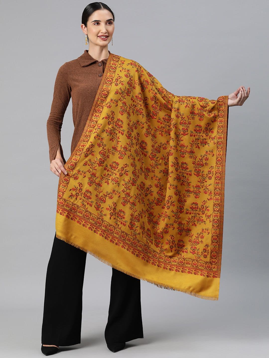 HK colours of fashion Women Floral Woven Design Pashmina Shawl - view 1