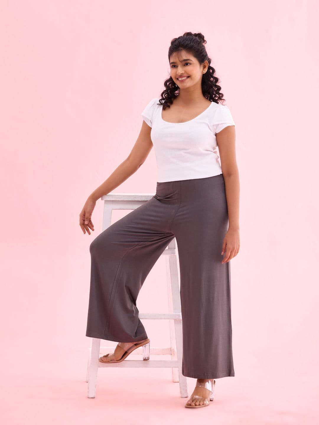 Go Colors Women Knitted Wide Leg Ethnic Palazzos - view 1