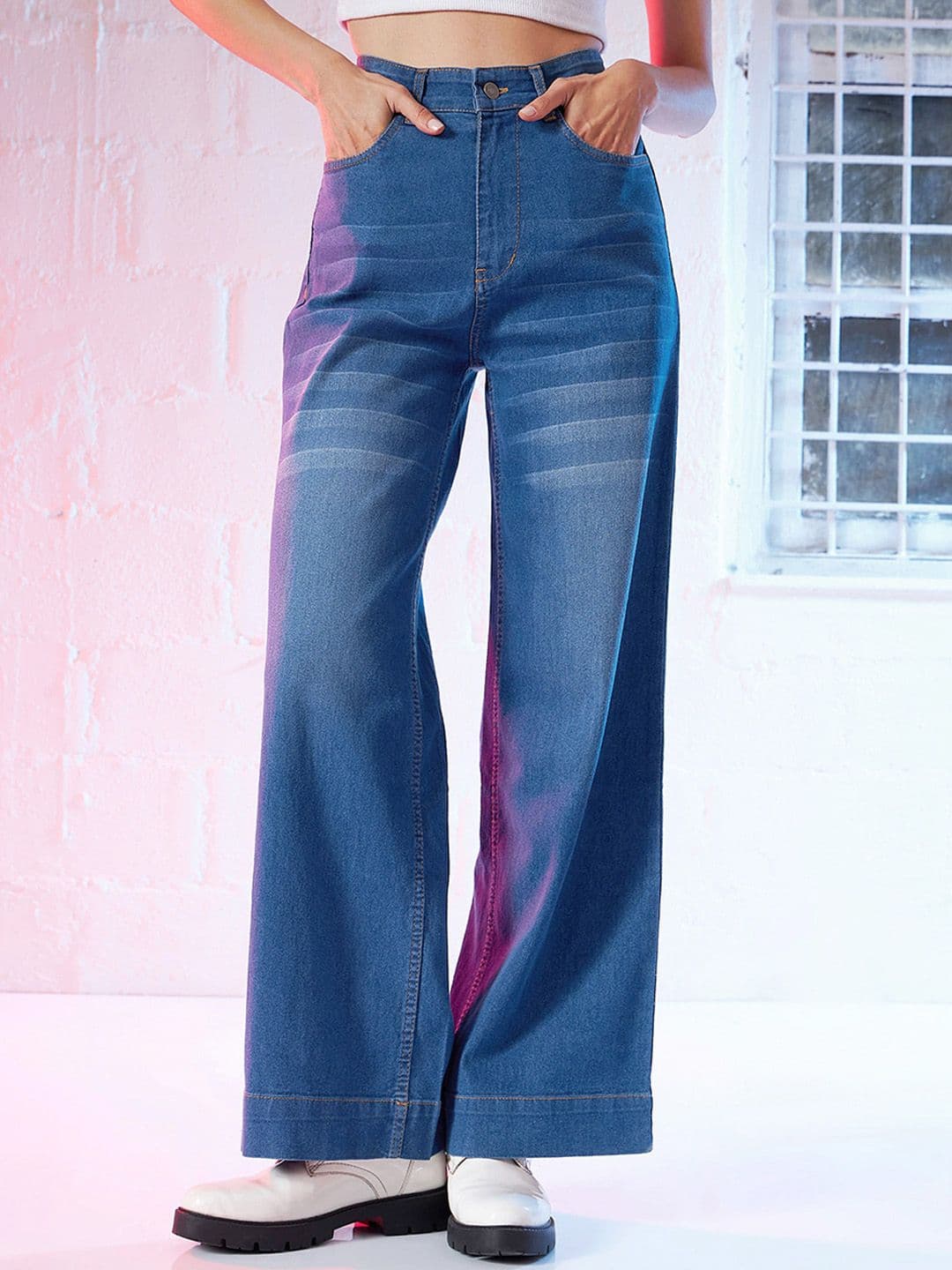 SASSAFRAS Women High Rise Comfort Wide Leg Stretchable Jeans - view 1