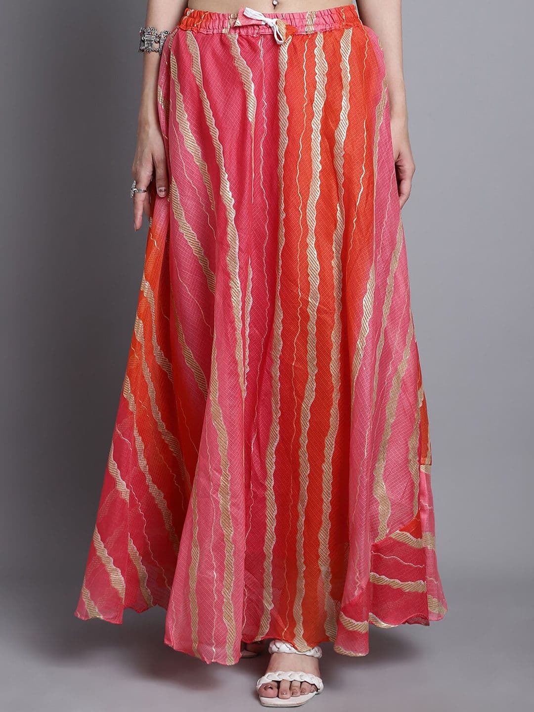 SOUNDARYA Printed Cotton Flared Maxi Skirt - view 1