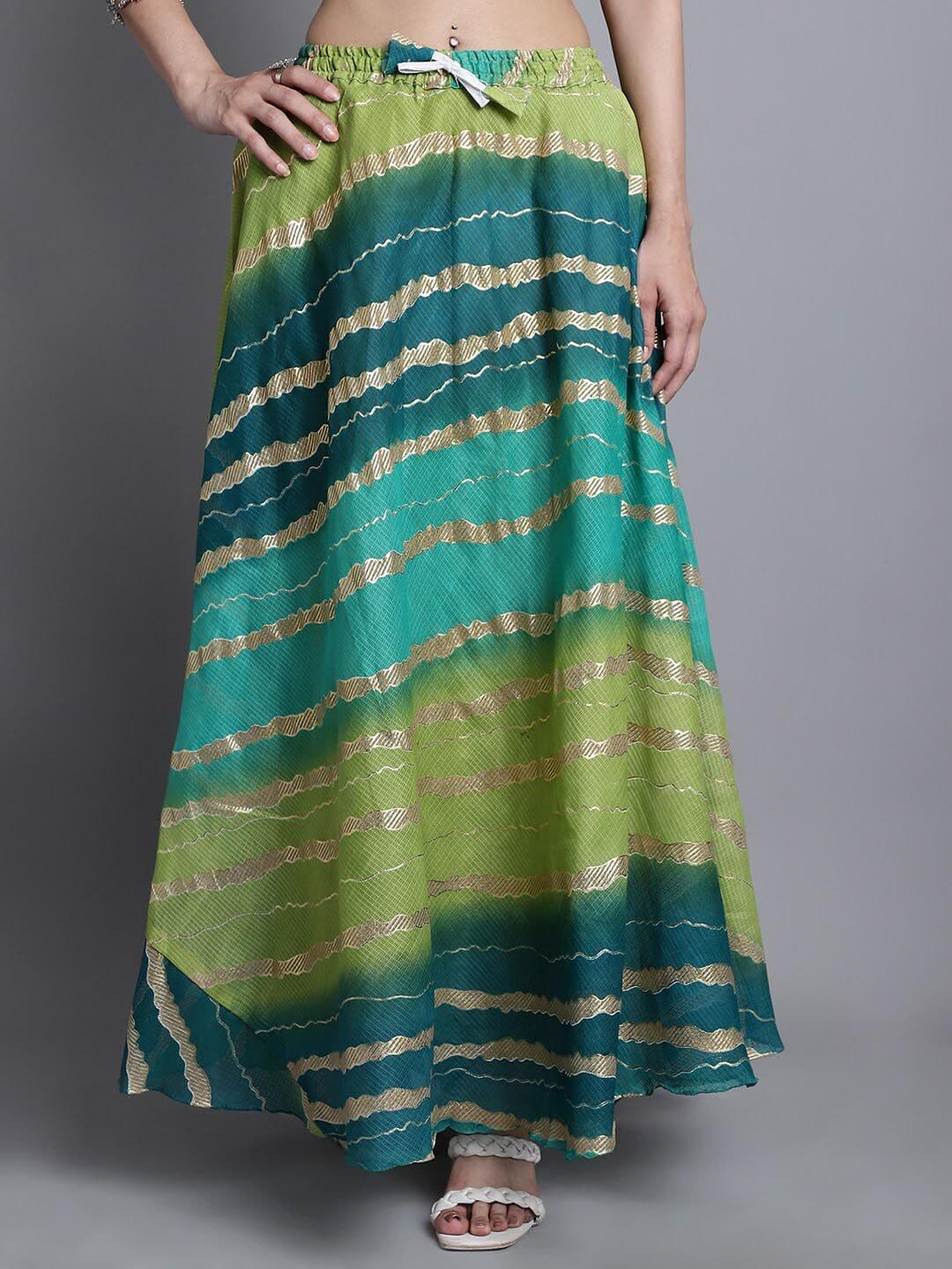 SOUNDARYA Striped Cotton Flared Maxi Skirt - view 1