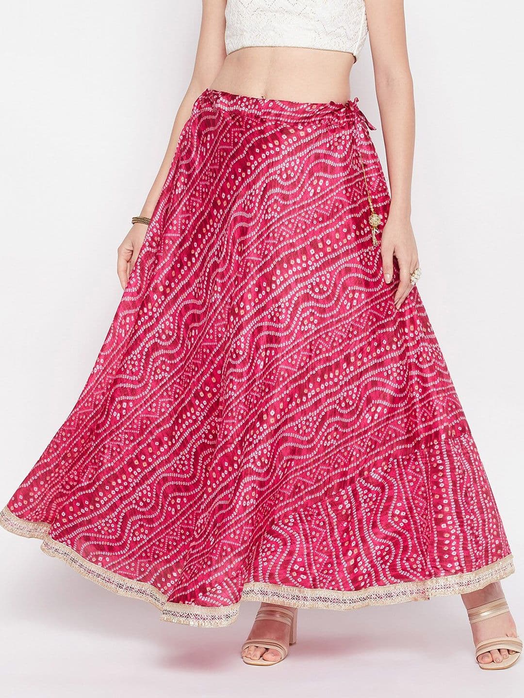 Clora Creation Bandhani Printed Flared Maxi Skirt - view 1