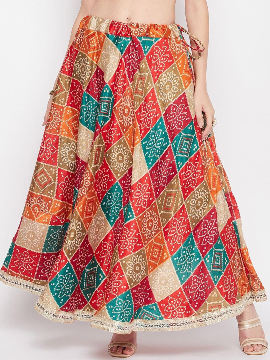 Clora Creation Bandhani Printed Flared Maxi Skirt - view 1