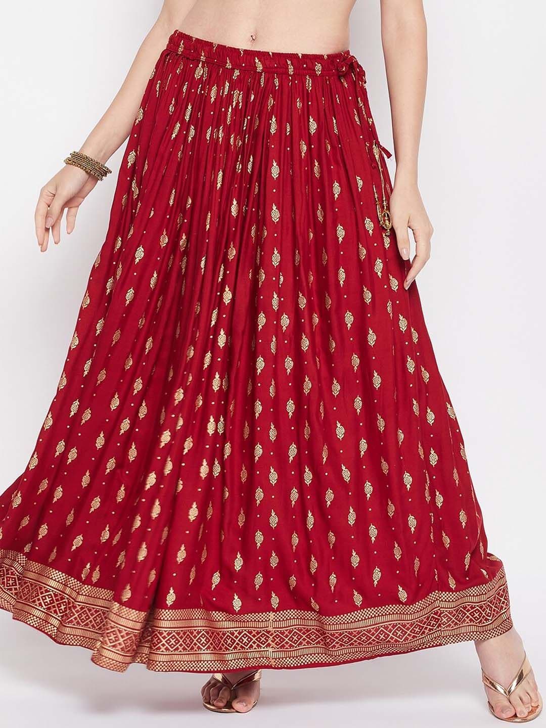 Clora Creation Ethnic Motif Printed Flared Maxi Skirt - view 1