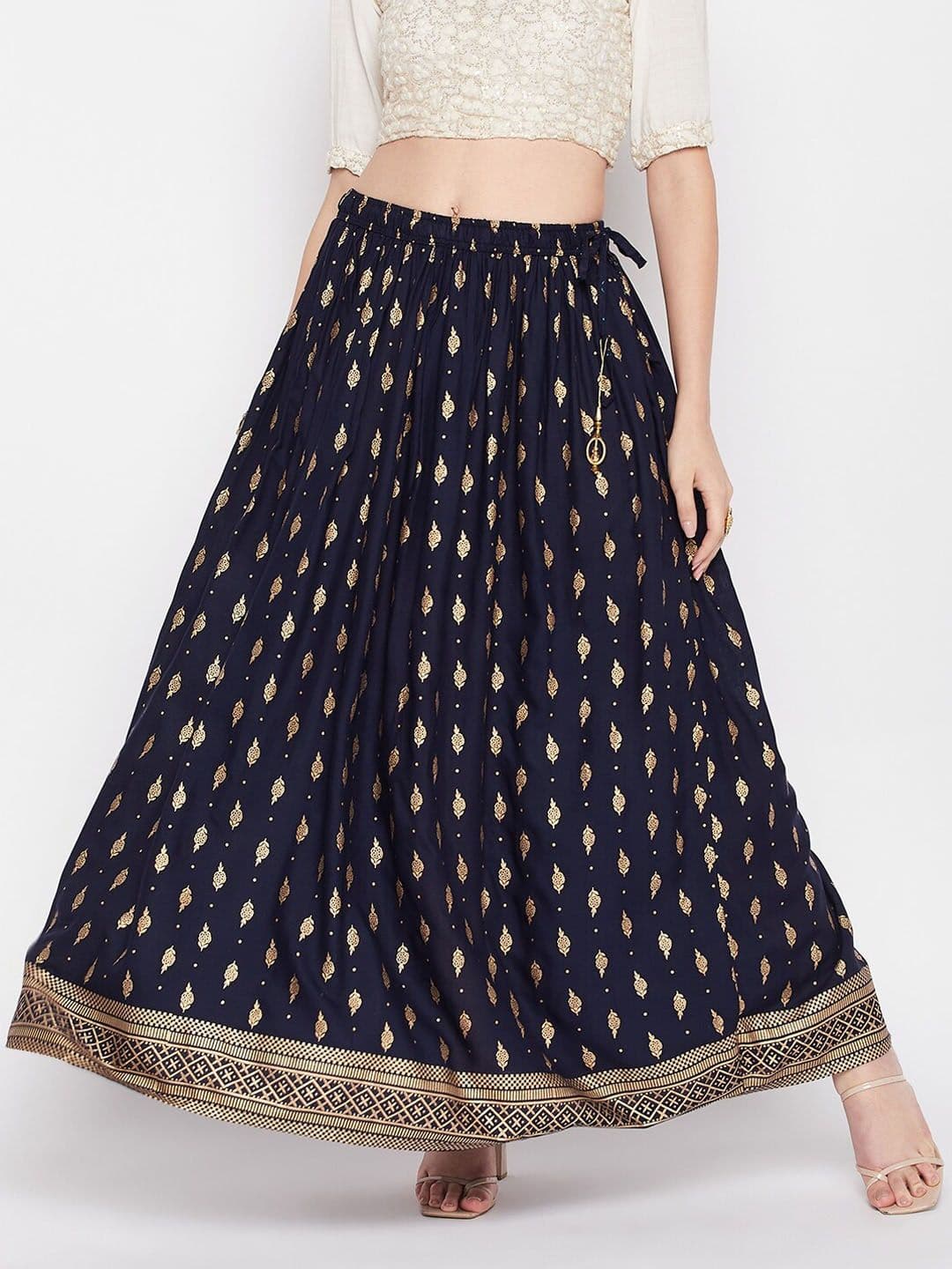 Clora Creation Ethnic Motif Printed Flared Maxi Skirt - view 1