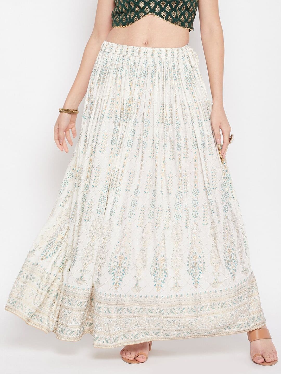 Clora Creation Ethnic Motif Printed Flared Maxi Skirt - view 1
