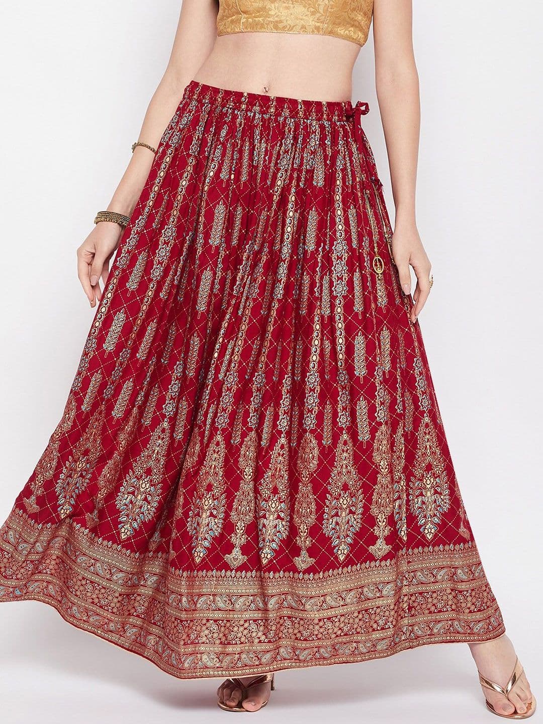 Clora Creation Ethnic Motif Printed Flared Maxi Skirt - view 1
