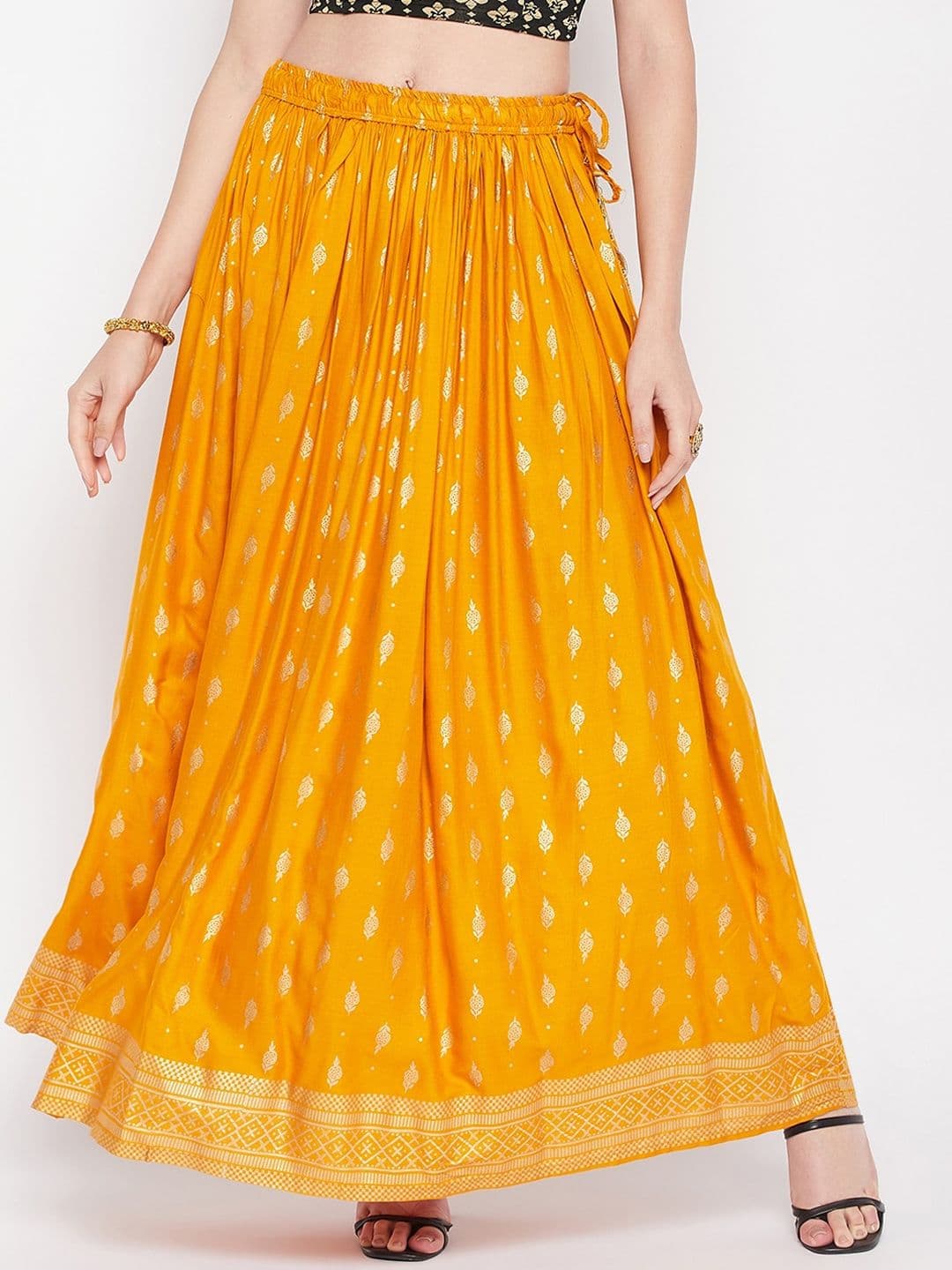 Clora Creation Ethnic Motif Printed Flared Maxi Skirt - view 1