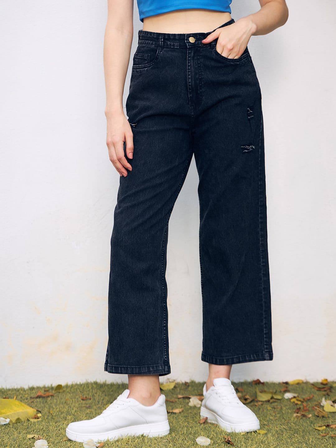 BAESD Women High-Rise Mildly Distressed Light Fade Stretchable Jeans - view 1