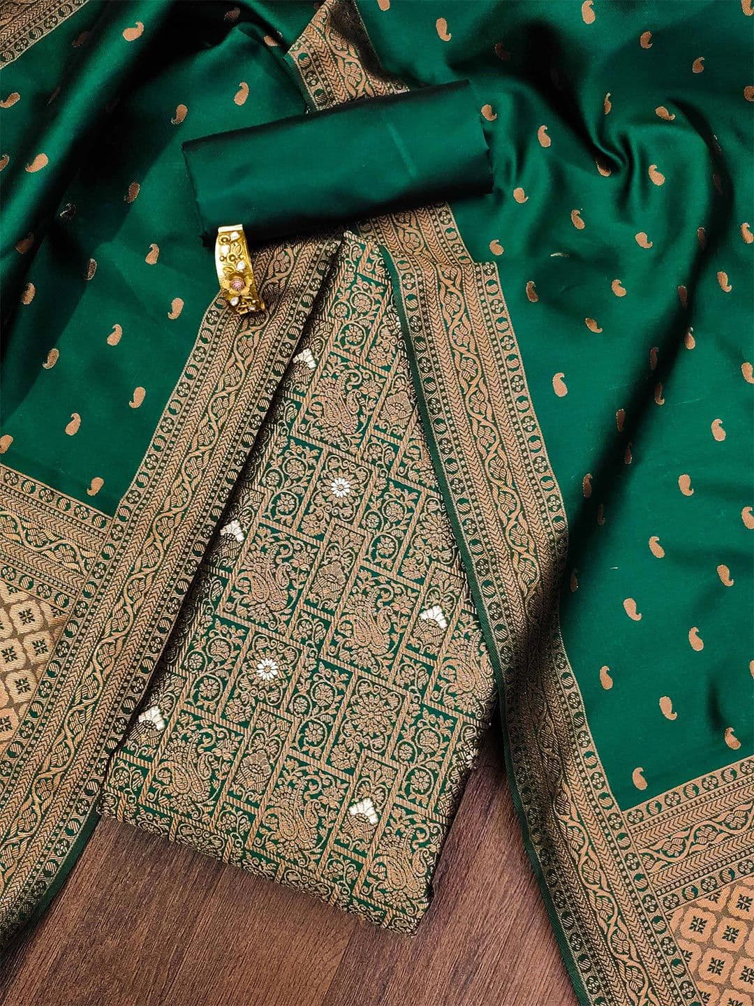 KALINI Ethnic Motifs Woven Design Zari Unstitched Dress Material - view 1