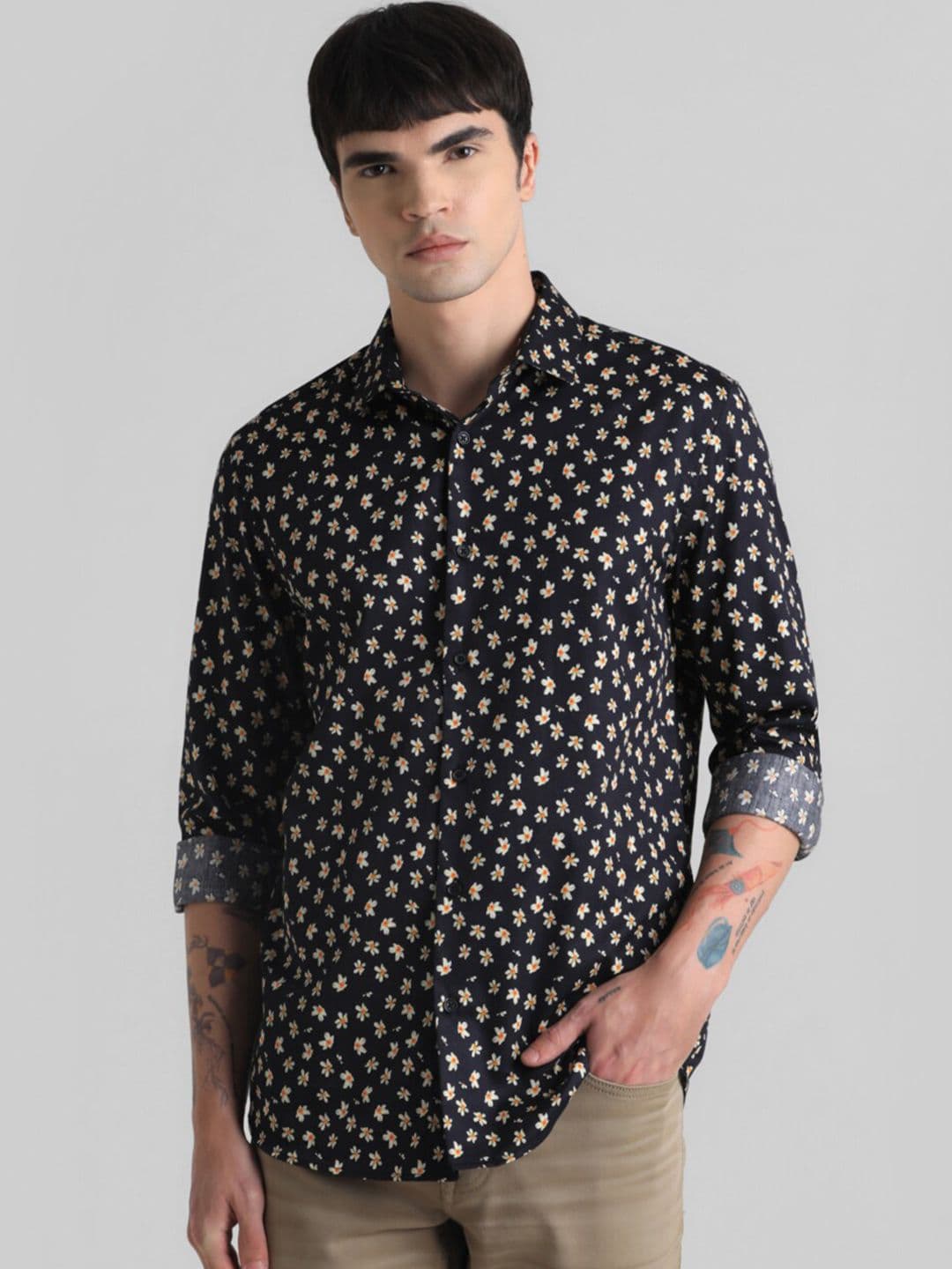 Jack & Jones Floral Printed Opaque Slim Fit Pure Cotton Casual Shirt - view 1