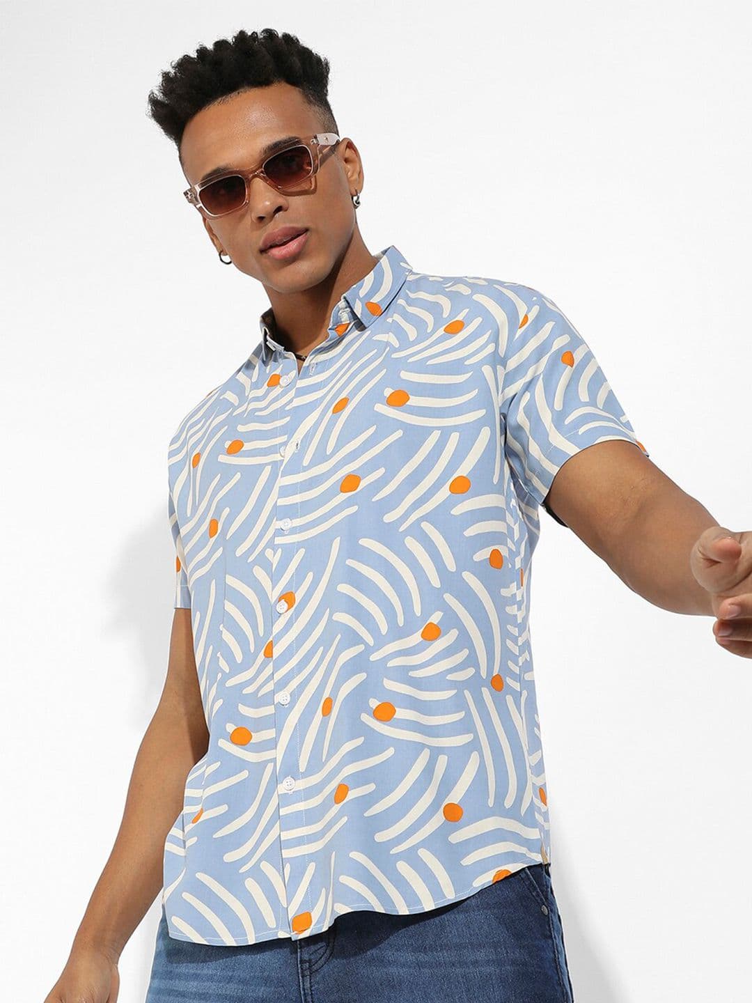 CAHOOT Classic Abstract Printed Spread Collar Casual Shirt - view 1