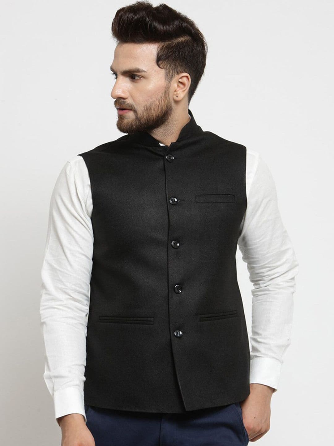 TREEMODA Mandarin Collar Sleeveless Nehru Jackets - view 1
