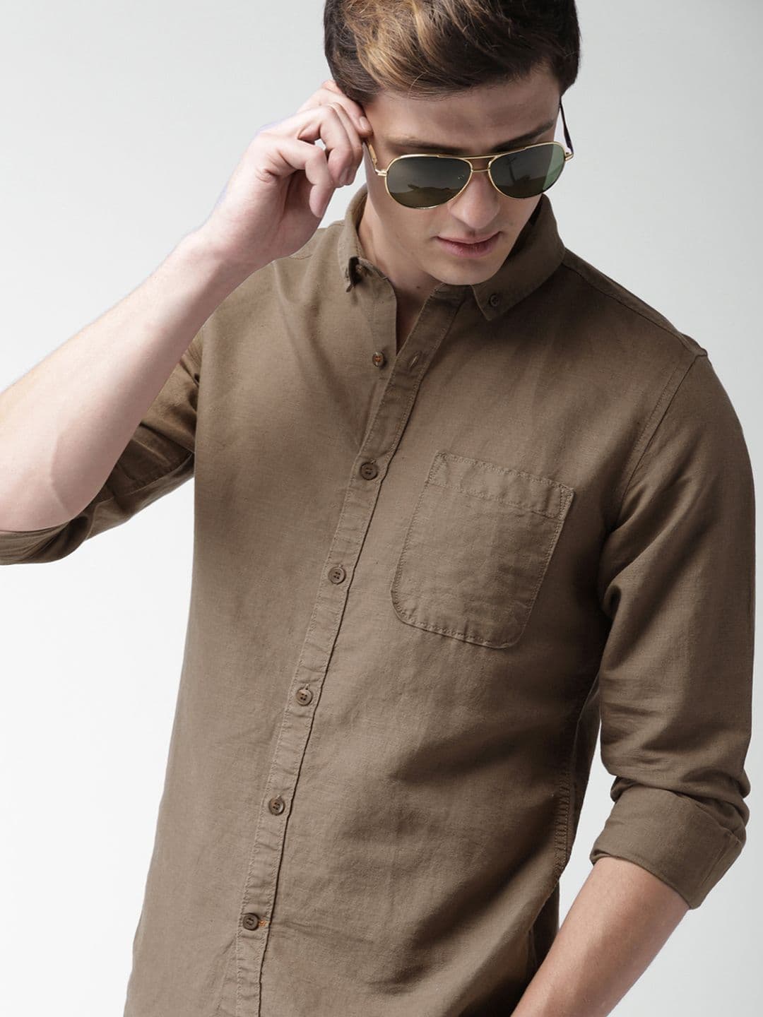 Mast & Harbour Slim Fit Cotton Linen Shirt - view 1